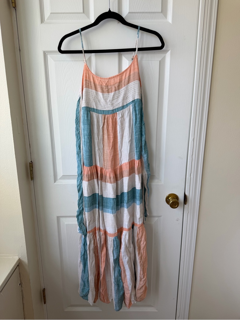 L*Space Tiered Maxi Dress Striped Size Small Front Tie